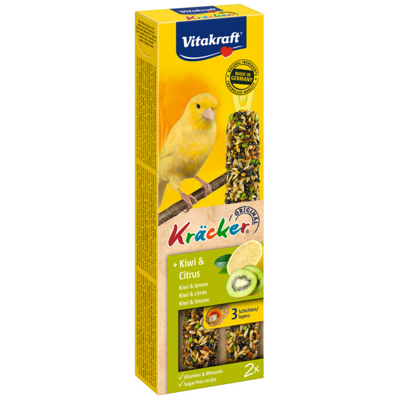 VITAKRAFT - Kräcker - kolby ziarnowe z kiwi dla kanarków, 2 x 54g