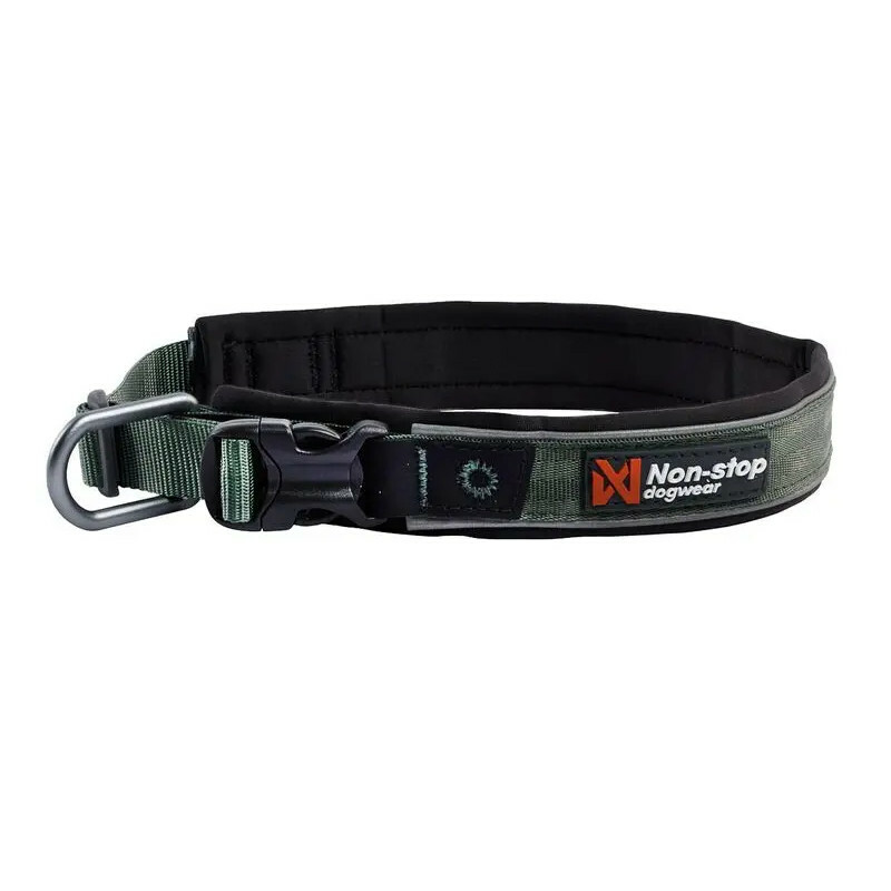 Non-Stop Dogwear Roam - Solidna, wyściełana obroża dla psa, zielona
