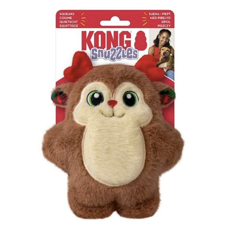 KONG HOLIDAY SNUZZLES - mały renifer - zabawka dla psa, 17,15 x 13,97 x 5,72 cm