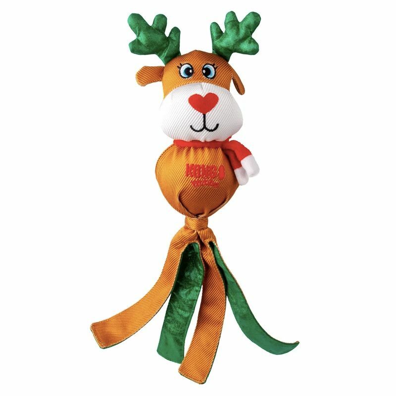 KONG HOLIDAY WUBBA - piłka, świąteczne wzory - zabawka dla psa, 33 cm