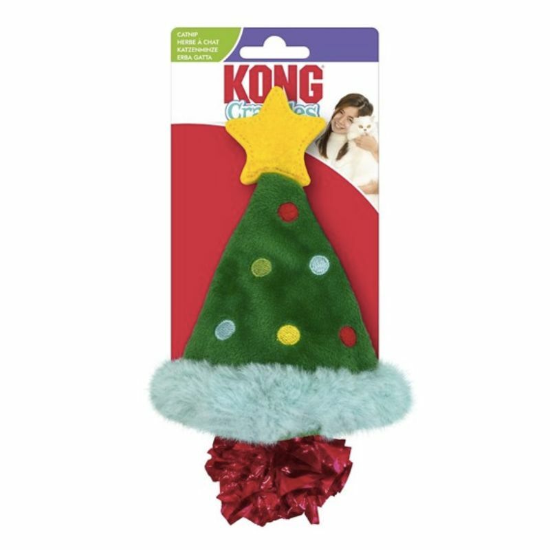 KONG HOLIDAY CRACKLES tree - pluszowa choinka - zabawka dla kota, 18 cm