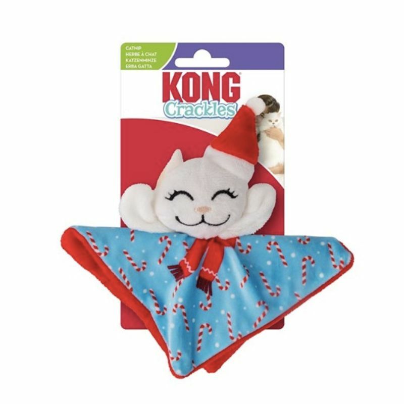 KONG HOLIDAY CRACKLES KITTY - świąteczny kotek - pluszowa zabawka dla kota, 17 cm