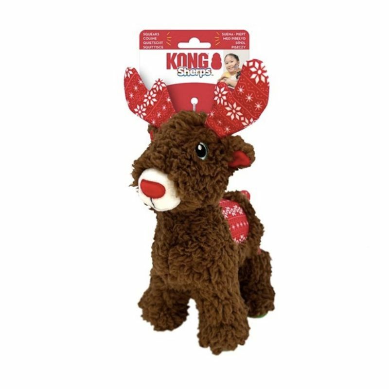 KONG Holiday Sherps Reindeer - pluszowy renifer - zabawka dla psa, 28 cm