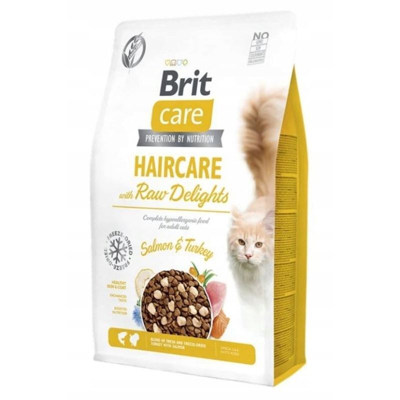 BRIT CARE CAT Raw Delight Haircare - sucha karma dla kotów długowłosych, bez zbóż, 2 kg