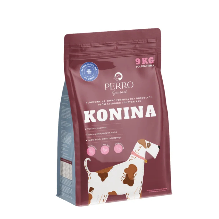 PERRO Gourmet – konina - karma tłoczona na zimno dla psów ras średnich i dużych, 9kg