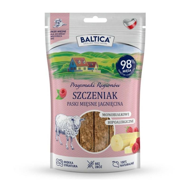 BALTICA Smaki Regionów - mięsne paski z jagnięciny - przysmak dla szczeniaka, 90 g