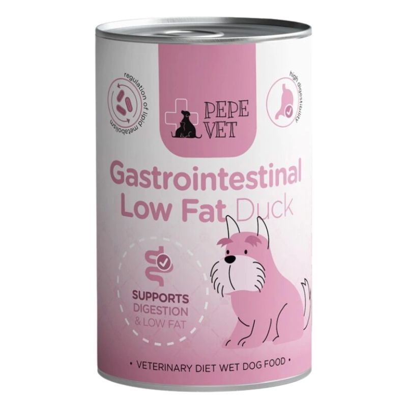 PEPE Vet Gastrointestinal low fat - kaczka - mokra karma dla psów z problemami trawiennymi, niskotłuszczowa - 400 g