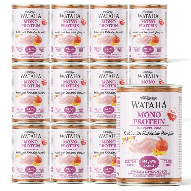 WATAHA Puppy MONO królik z dynią PAKIET 12x400g - karma mokra dla szczeniąt