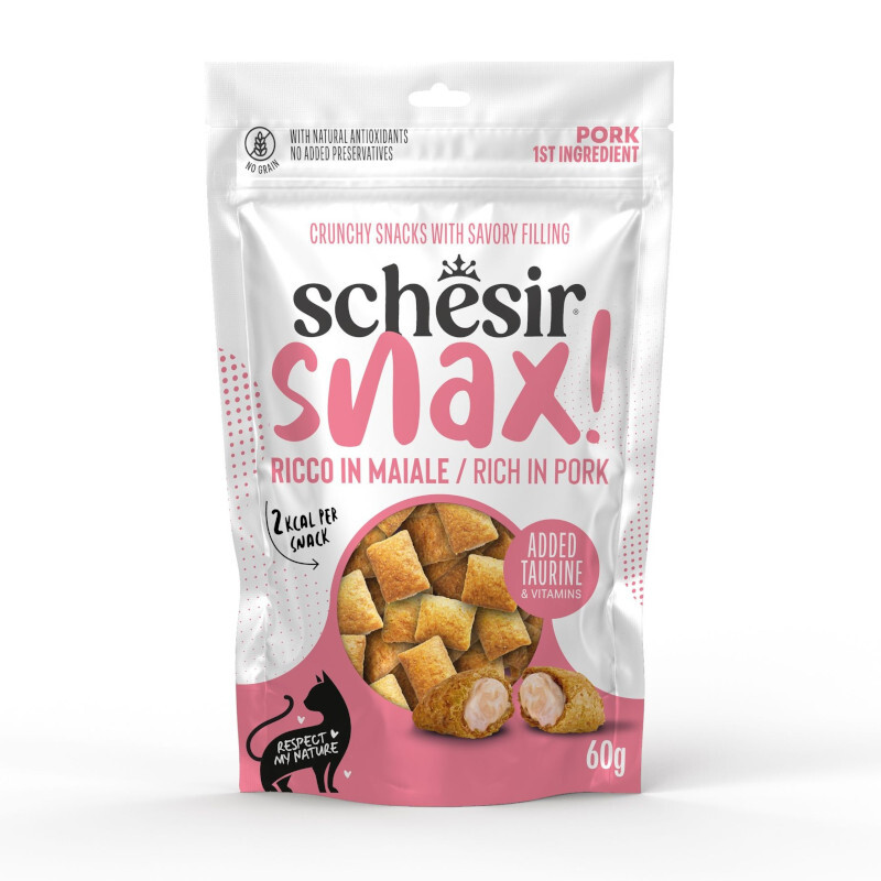 SCHESIR Snax wieprzowina - przysmak z nadzieniem, dla kota, 60g