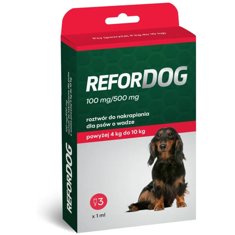 Refordog dla psów 4–10 kg 3 pipety x 1 ml preparat spot-on przeciw pasożytom