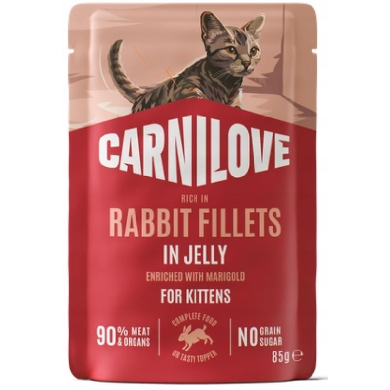 CARNILOVE CAT Kitten Rabbit  - Mokra karma dla kociąt, 85g - królik w galarecie