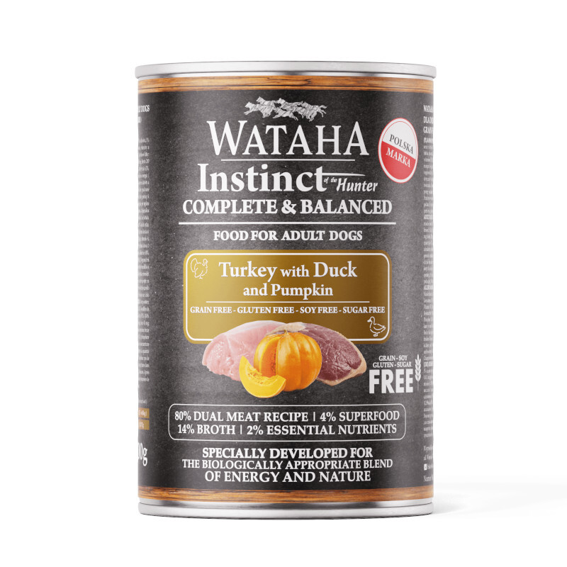 WATAHA INSTINCT 80% INDYK KACZKĄ DYNIĄ - Karma mokra dla psów 400g