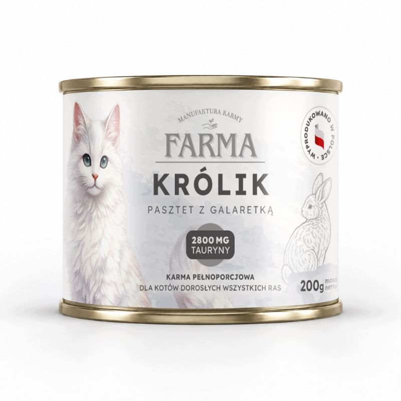 Farma - monobiałkowa karma mokra dla kota z królikiem - 200 g