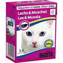 Bozita Lachs & Muschel- karma dla kota z łososiem i małżami w galaretce, karton 370g Zawartość mięsa aż 93%!