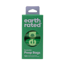 EARTH RATED PoopBags - biodegradowalne woreczki na psie kupy, zestaw 8 rolek x 15szt ZAPACH LAWENDY!