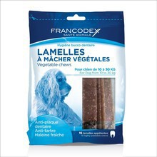 Francodex Lamelles- paski do żucia i gryzienia usuwające kamień i brzydki zapach z pyska, gryzaki dla psów o wadze 10-30kg, 350g