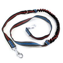 CHAMPION lina z amortyzatorem do biegania z psem, czarna z niebiesko-szaro-czerwonymi paskami 220cm
