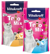 VITAKRAFT - TRIO MIX - Mieszanka trzech różnych chrupiących przysmaków dla kota, 60g