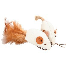 ZOLUX myszki bawełniane z piórkami i sznureczkiem - zabawka dla kota