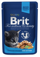 BRIT Premium Kitten Kawałki Kurczaka w Sosie - karma dla kociąt, saszetka 100g