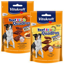 VITAKRAFT - BEEF STICK QUADROS -  mięsnych kawałków z dodatkiem sera lub wątróbki z ziemniakami, 70g