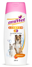 Amiwet szampon 2 w 1 dla psów i kotów z witaminą E, 200ml