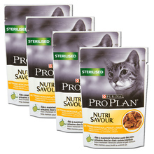 PURINA PRO PLAN Sterilised Nutrisavour Pełnoporcjowa karma dla dorosłych kotów z kurczakiem w sosie, 4 x 85 g
