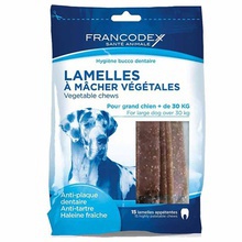 Francodex Lamelles- paski do żucia i gryzienia usuwające kamień i brzydki zapach z pyska, gryzaki dla psów o wadze powyżej 30kg 15szt