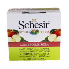 SCHESIR Filety kurczaka z jabłkiem - 100% naturalna karma dla psów, puszka 150g