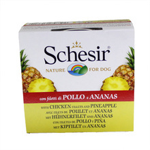 SCHESIR Filety kurczaka z ananasem - 100% naturalna karma dla psów, puszka 150g