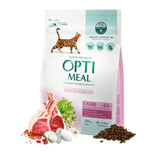 OPTI MEAL - Sucha karma dla kotów o wrażliwym układzie trawienia, z jagnięciną