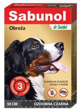 SABUNOL GPI Obroża Ozdobna  50 cm- obroża przeciw kleszczom i pchłom dla psa, kolor czarny