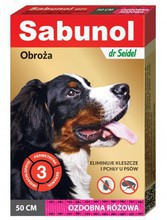 SABUNOL GPI Obroża Ozdobna 50 cm- obroża przeciw kleszczom i pchłom dla psa, kolor różowy