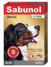 SABUNOL GPI - obroża przeciw kleszczom i pchłom dla psa, kolor szary