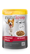 NUTRILOVE mięsne fileciki - gotowane na parze fileciki dla psa 85g