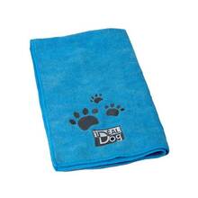 Chadog - ręcznik z mikrofibry do kąpieli psów, niebieski w łapki 60x100cm