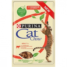 PURINA Cat Chow mokra karma z wołowiną i bakłażanem dla kota, saszetka 85g