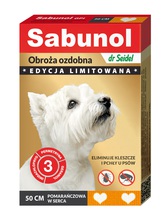 SABUNOL GPI obroża przeciw kleszczom i pchłom dla psa, kolor pomarańczowy w serca 50cm