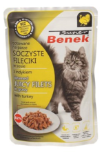 BENEK Filety w sosie z indykiem - mokra karma dla kotów 85g