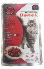 BENEK Filety w sosie z wołowiną - mokra karma dla kotów 85g