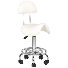 Activeshop - taboret groomerski, model 6001, z oparciem, biały