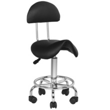 Activeshop - taboret groomerski, model 6001, z oparciem, czarny