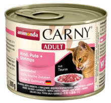 ANIMONDA Carny Adult Wołowina, indyk i krewetki - pełnowartościowa karma dla dorosłych kotów, puszka 200 i 400g