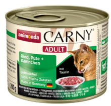 ANIMONDA Carny Adult Wołowina, indyk i królik - pełnowartościowa karma dla dorosłych kotów, puszka 200 i 400g