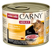ANIMONDA Carny Adult Wołowina, Kurczak + kaczka- pełnowartościowa karma dla dorosłych kotów, puszka 200 i 400g