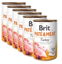 BRIT Pate&Meat Turkey 6x400g PAKIET! mokra karma z indykiem dla psa