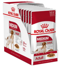 ROYAL CANIN Medium Adult Pakiet 10 szt. - Mokra karma dla psów dorosłych ras średnich, Saszetka 140 g