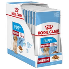 ROYAL CANIN Medium Puppy, Pakiet 10 szt.  - Mokra karma dla szczeniąt ras średnich, Saszetka 140 g