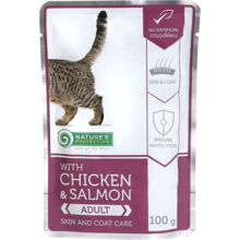 NATURE'S PROTECTION Chicken&Salmon Skin&Coat mokra karma dla kota 100g