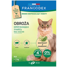 FRANCODEX - obroża odstraszająca insekty dla kotów, 43 cm